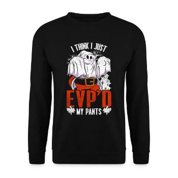 Geisterjagd I Think I Just EVP'D My Pants - Unisex Pullover - Schwarz - Vorne - Alina (178cm) & Michal (187cm)