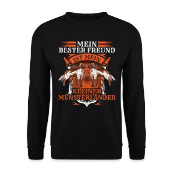 Kleiner Münsterländer ist mein Freund - Unisex Pullover - Schwarz - Vorne - Alina (178cm) & Michal (187cm)