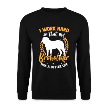 I work hard for my Broholmer - Unisex Sweatshirt - black - Front - Alina (178cm) & Michal (187cm)