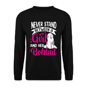 Girl and her Bobtail Old English Sheepdog - Unisex Sweatshirt - black - Front - Alina (178cm) & Michal (187cm)