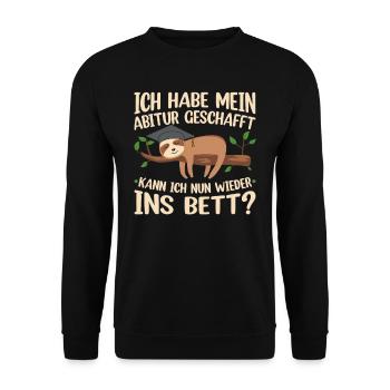 Abitur ABI Geschafft Weltherrschaft Abiturienten - Unisex Pullover - Schwarz - Vorne - Alina (178cm) & Michal (187cm)