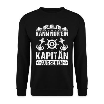 Kapitän Bootsfahrer Motorboot Bootsführerschein - Unisex Pullover - Schwarz - Vorne - Alina (178cm) & Michal (187cm)