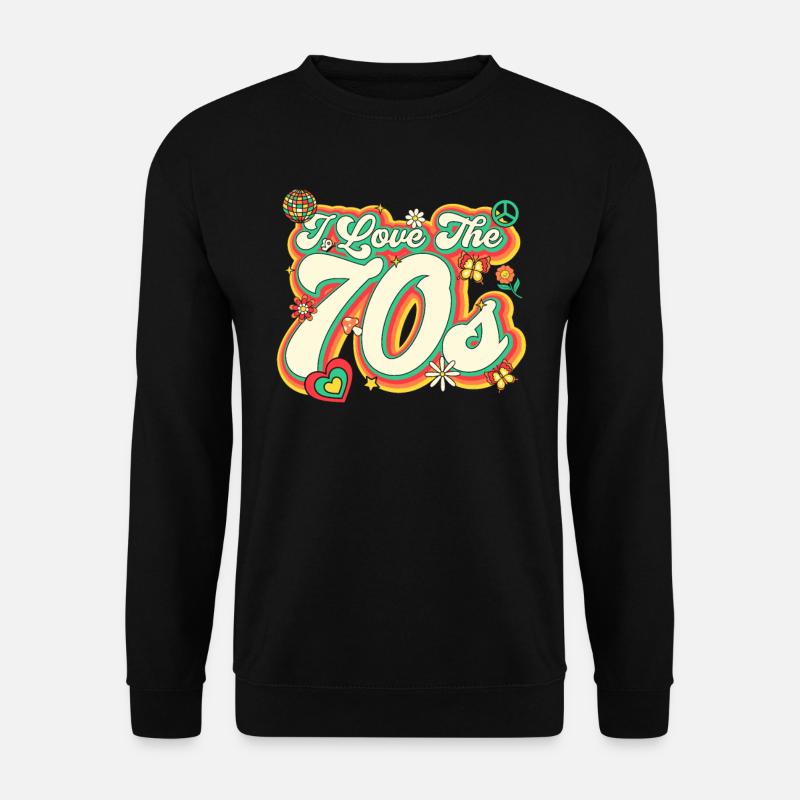 70er Kostüm 70s Styles 1970er Outfit 70er Disco - Unisex Pullover - Schwarz