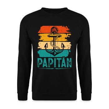 Papitän Kapitän Papa Bootsfahrer Motorboot Vater - Unisex Pullover - Schwarz - Vorne - Alina (178cm) & Michal (187cm)