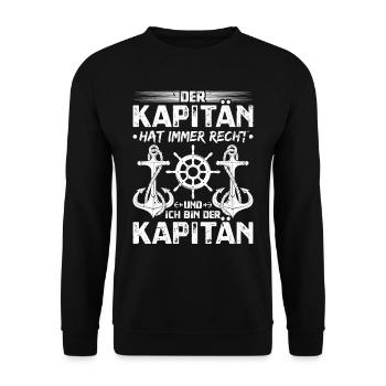 Kapitän hat immer Recht Sportboot Motorboot - Unisex Pullover - Schwarz - Vorne - Alina (178cm) & Michal (187cm)