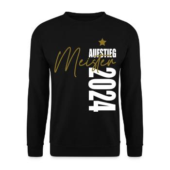 Meister 2024 Aufstiegstrikot Aufstieg 24 - Unisex Pullover - Schwarz - Vorne - Alina (178cm) & Michal (187cm)