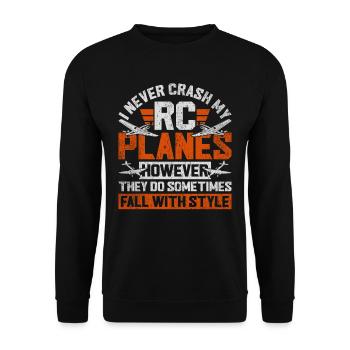 Model airplanes - Unisex Sweatshirt - black - Front - Alina (178cm) & Michal (187cm)