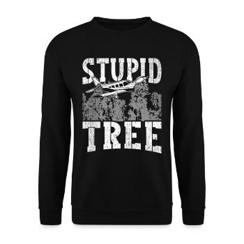 Model Airplane Model Airplane Stupid Tree - Unisex Sweatshirt - black - Front - Alina (178cm) & Michal (187cm)
