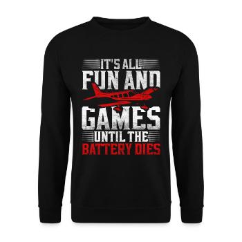 Model Airplane Model Airplane - Unisex Sweatshirt - black - Front - Alina (178cm) & Michal (187cm)