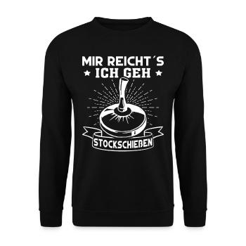 Stockschütze mir reichts ich geh Stockschießen - Unisex Pullover - Schwarz - Vorne - Alina (178cm) & Michal (187cm)