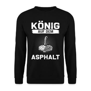 König auf dem Asphalt Eisstock Eisstockschießen - Unisex Pullover - Schwarz - Vorne - Alina (178cm) & Michal (187cm)