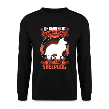 Shetland Sheepdog kann nicht Sheltie - Unisex Pullover - Schwarz - Vorne - Alina (178cm) & Michal (187cm)