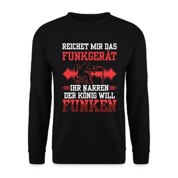 Der Amateurfunker will funken Hobbyfunker - Unisex Pullover - Schwarz - Vorne - Alina (178cm) & Michal (187cm)