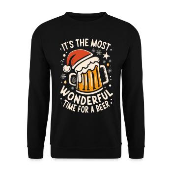Chapeau de Père Noël Père Noël Amateur de bière Dicton - Sweat-shirt Unisexe - noir - Devant - Alina (178cm) & Michal (187cm)