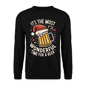 Chapeau de Père Noël Père Noël Amateur de bière Dicton - Sweat-shirt Unisexe - noir - Devant - Alina (178cm) & Michal (187cm)