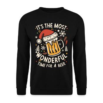 Chapeau de Père Noël Père Noël Amateur de bière Dicton - Sweat-shirt Unisexe - noir - Devant - Alina (178cm) & Michal (187cm)