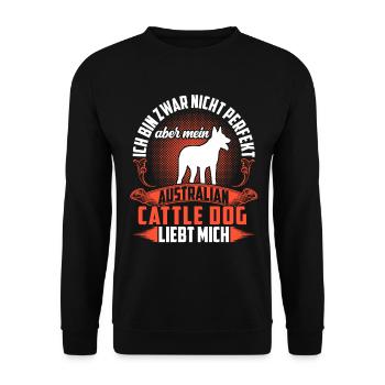 Australian Cattle Dog liebt mich trotzdem - Unisex Pullover - Schwarz - Vorne - Alina (178cm) & Michal (187cm)