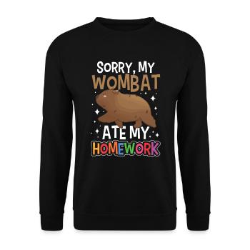 Wombat hat meine Hausaufgaben gefressen - Unisex Pullover - Schwarz - Vorne - Alina (178cm) & Michal (187cm)