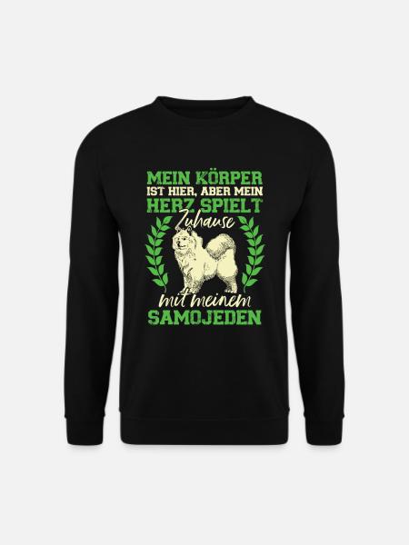 Samojede spielt Zuhause Samojedenspitz - Unisex Pullover - Schwarz