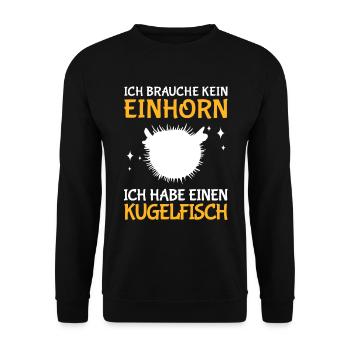 Ich habe einen Kugelfisch Aquaristik - Unisex Pullover - Schwarz - Vorne - Alina (178cm) & Michal (187cm)