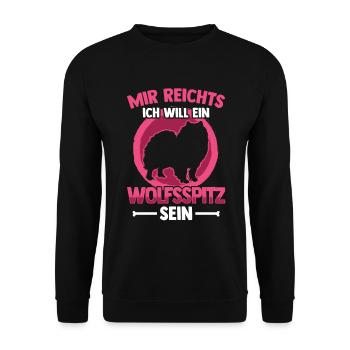 Will ein Wolfsspitz sein Deutscher Spitz - Unisex Pullover - Schwarz - Vorne - Alina (178cm) & Michal (187cm)