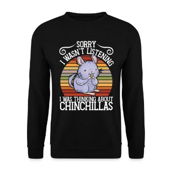 An Chinchilla gedacht Nagetier Wollmaus - Unisex Pullover - Schwarz - Vorne - Alina (178cm) & Michal (187cm)