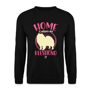 Wolfsspitz ist mein Zuhause Deutscher Spitz - Unisex Pullover - Schwarz - Vorne - Alina (178cm) & Michal (187cm)