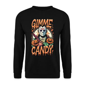 Halloween Gimme Candy Trick or Treat - Unisex Pullover - Schwarz - Vorne - Alina (178cm) & Michal (187cm)
