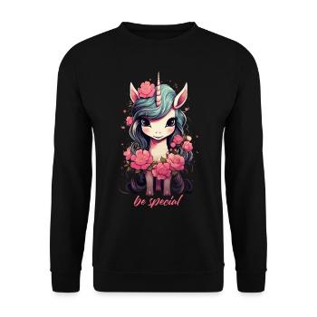 Cute Cute Unicorn - Be Special - Unisex Sweatshirt - black - Front - Alina (178cm) & Michal (187cm)