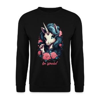 Cute Cute Unicorn - Be Special - Unisex Sweatshirt - black - Front - Alina (178cm) & Michal (187cm)