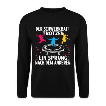 Trampolin springen Outdoor Indoor - Unisex Pullover - Schwarz - Vorne - Alina (178cm) & Michal (187cm)