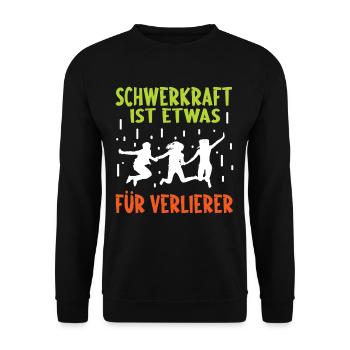 Trampolin springen Outdoor Indoor - Unisex Pullover - Schwarz - Vorne - Alina (178cm) & Michal (187cm)