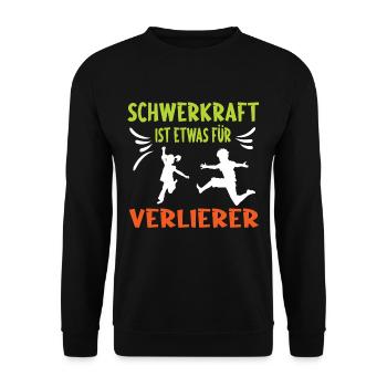 Trampolin springen Outdoor Indoor - Unisex Pullover - Schwarz - Vorne - Alina (178cm) & Michal (187cm)