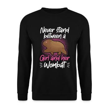 Mädchen und ihr Wombat Australien Beuteltier - Unisex Pullover - Schwarz - Vorne - Alina (178cm) & Michal (187cm)