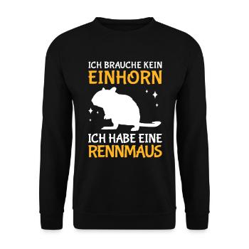 Ich habe eine Rennmaus Nagetier Gerbil - Unisex Pullover - Schwarz - Vorne - Alina (178cm) & Michal (187cm)