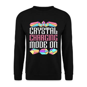Kristallheiler Kristalle Crystal Charging Mode On - Unisex Pullover - Schwarz - Vorne - Alina (178cm) & Michal (187cm)