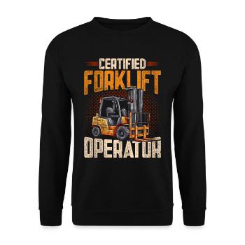 Gabelstaplerfahrer Certified Forklift Operator - Unisex Pullover - Schwarz - Vorne - Alina (178cm) & Michal (187cm)
