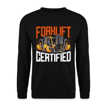 Gabelstaplerfahrer Forklift Certified - Unisex Pullover - Schwarz - Vorne - Alina (178cm) & Michal (187cm)