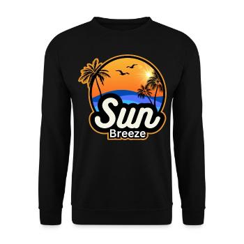 SUN Breeze - Urlaubsmotiv mit Palmen am Meer - Unisex Pullover - Schwarz - Vorne - Alina (178cm) & Michal (187cm)