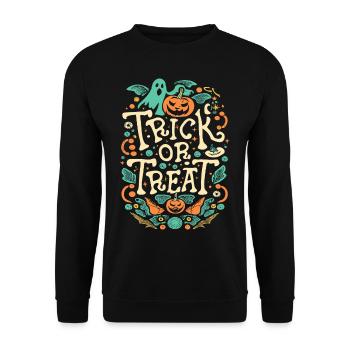 Trick or Treat Happy Halloween - Unisex Pullover - Schwarz - Vorne - Alina (178cm) & Michal (187cm)