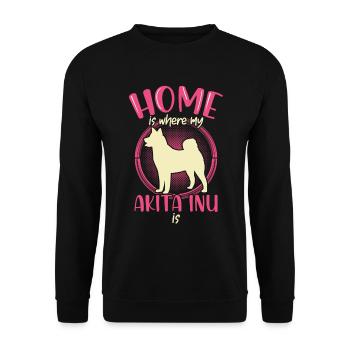 Akita Inu is my home Shiba Inu - Unisex Sweatshirt - black - Front - Alina (178cm) & Michal (187cm)