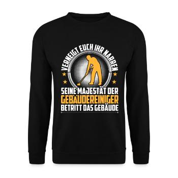 Gebäudereiniger verneigt euch Reinigungskraft - Unisex Pullover - Schwarz - Vorne - Alina (178cm) & Michal (187cm)