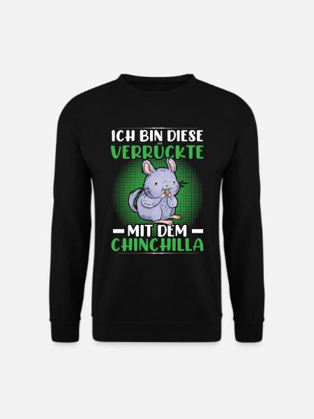Verrückte mit Chinchilla Nagetier Wollmaus - Unisex Pullover - Schwarz