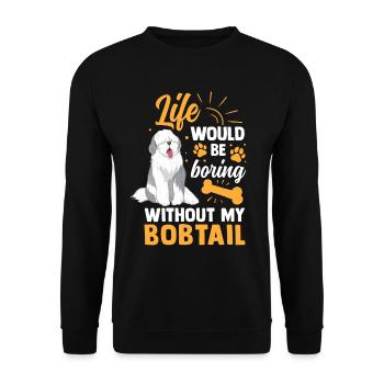 Ennuyeux sans Bobtail Old English Sheepdog - Sweat-shirt Unisexe - noir - Devant - Alina (178cm) & Michal (187cm)