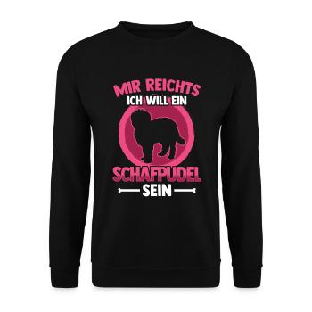 Will ein Schafpudel sein Hütepudel - Unisex Pullover - Schwarz - Vorne - Alina (178cm) & Michal (187cm)