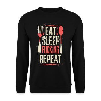 Eat Sleep Fucking Repeat Sport Typografie - Unisex Pullover - Schwarz - Vorne - Alina (178cm) & Michal (187cm)