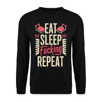 Eat Sleep Fucking Repeat Sport Typografie - Unisex Pullover - Schwarz - Vorne - Alina (178cm) & Michal (187cm)