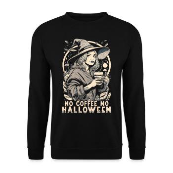 No Coffee No Halloween Coffee Lover Witch - Unisex Sweatshirt - black - Front - Alina (178cm) & Michal (187cm)