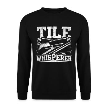 Bodenleger Fliesenleger Tile Whisperer - Unisex Sweatshirt - black - Front - Alina (178cm) & Michal (187cm)