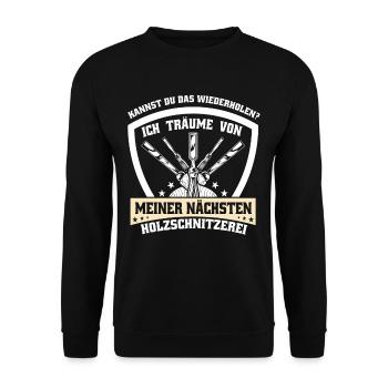 Holzschnitzer Holzschnitzerei - Unisex Pullover - Schwarz - Vorne - Alina (178cm) & Michal (187cm)